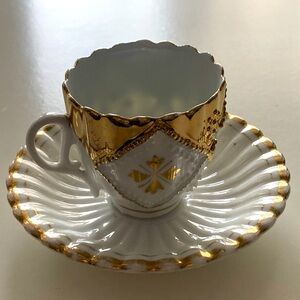 Vintage Porcelain Gold Teacup & Saucer Made in Germany